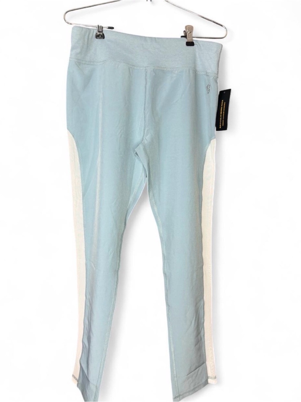 Light Blue Women's Leggings with Cream Side Stripe